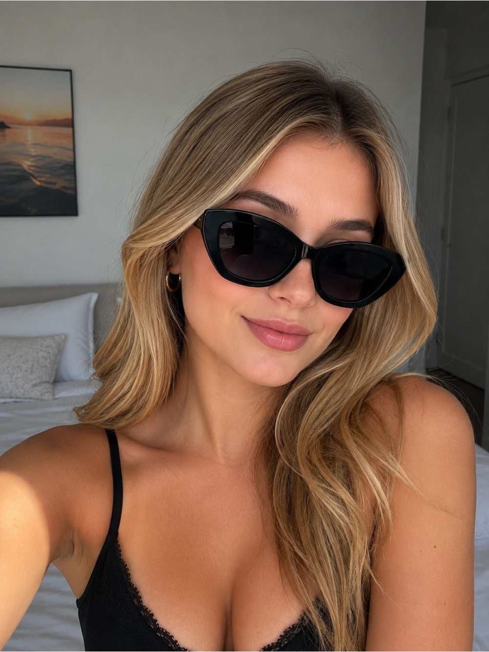 Classic Black Cat-Eye Sunglasses - Women